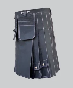 Best Quality Black Stylish Utility Kilt Right Side