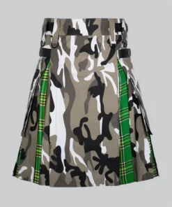 Custom Made Arban Camo Irish Tartan Utility Cargo Hybrid Kilt