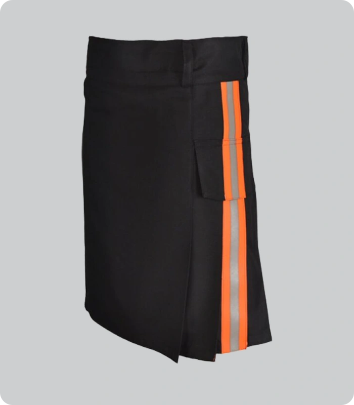 Custom Made Black Firefighter Kilt Side