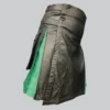 Custom Made Black & Green Hybrid Leather Kilt