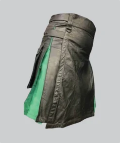 Custom Made Black & Green Hybrid Leather Kilt