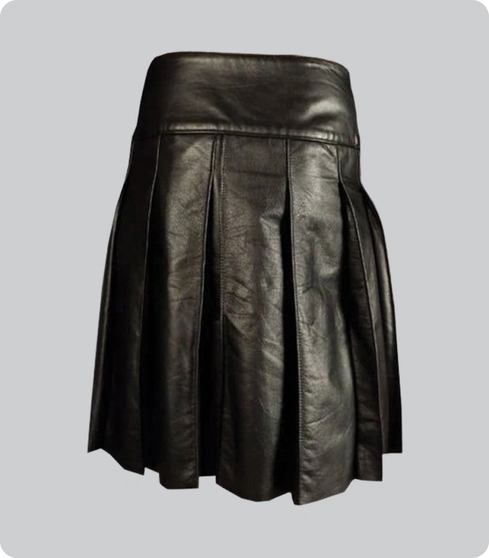 Custom Made Black Leather Kilt Back