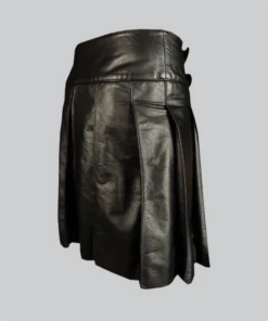 Custom Made Black Leather Kilt Right Side