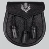 Custom Made Black Leather Sporran With Thistle