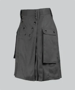 Custom Made Black Stylish Utility Kilt With Butten Back