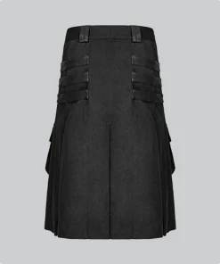 Custom Made Black Stylish Utility Kilt with pockets Back