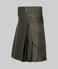 Custom Made Black Utility Kilt With Pockets Stylish