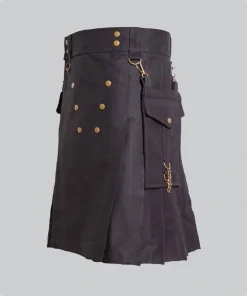 Custom Made Black Utility Kilt side