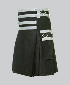 Custom Made Black and White Utility Kilt Right Side