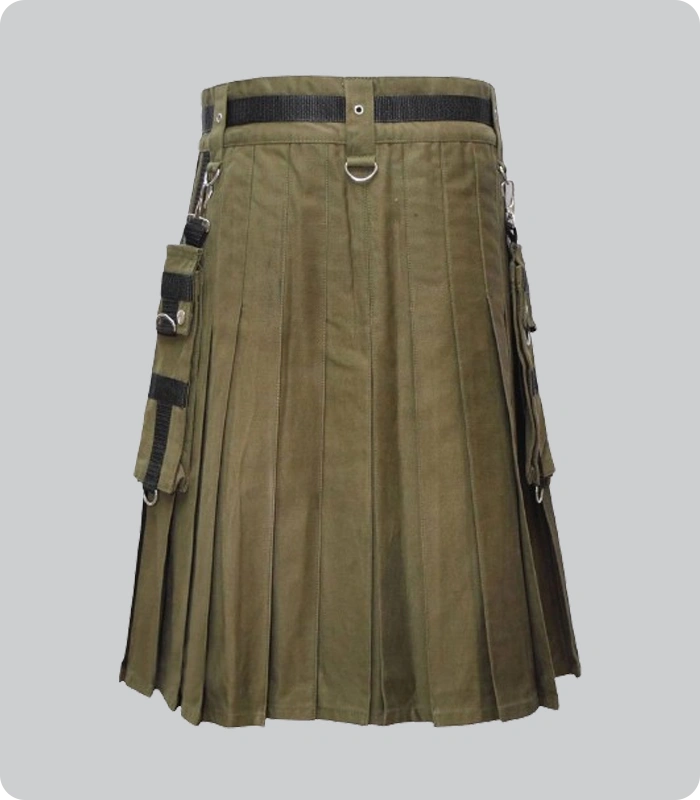 Custom Made Brown Utility Kilt With Pockets Back