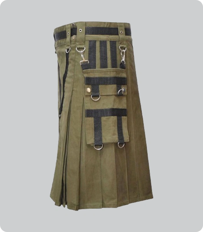 Custom Made Brown Utility Kilt With Pockets