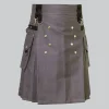Custom Made Grey Utility Kilt With Pockets