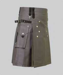 Custom Made Grey Utility Kilt With Pockets Back