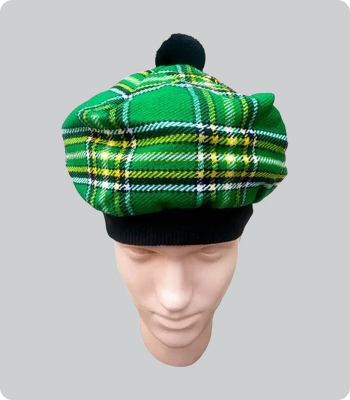 Custom Made Irish Green Tartan Tam o Shanter Hat 1