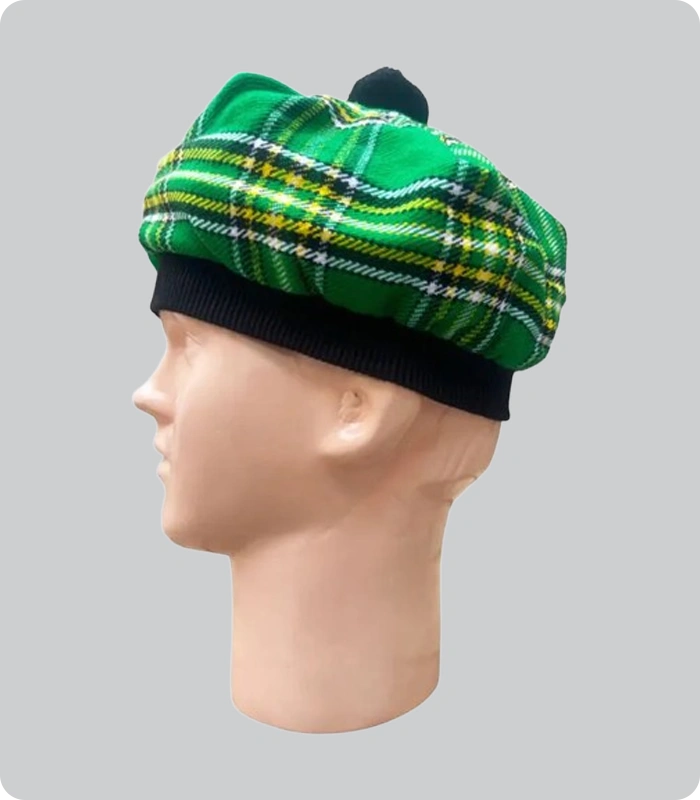 Custom Made Irish Green Tartan Tam o Shanter Hat 2