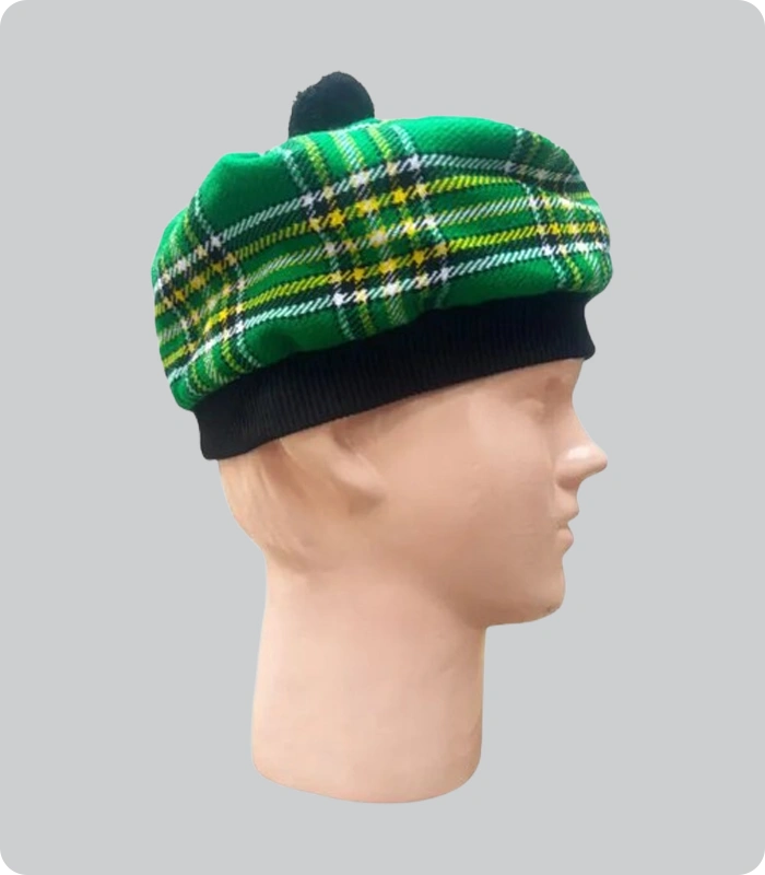 Custom Made Irish Green Tartan Tam o Shanter Hat 3