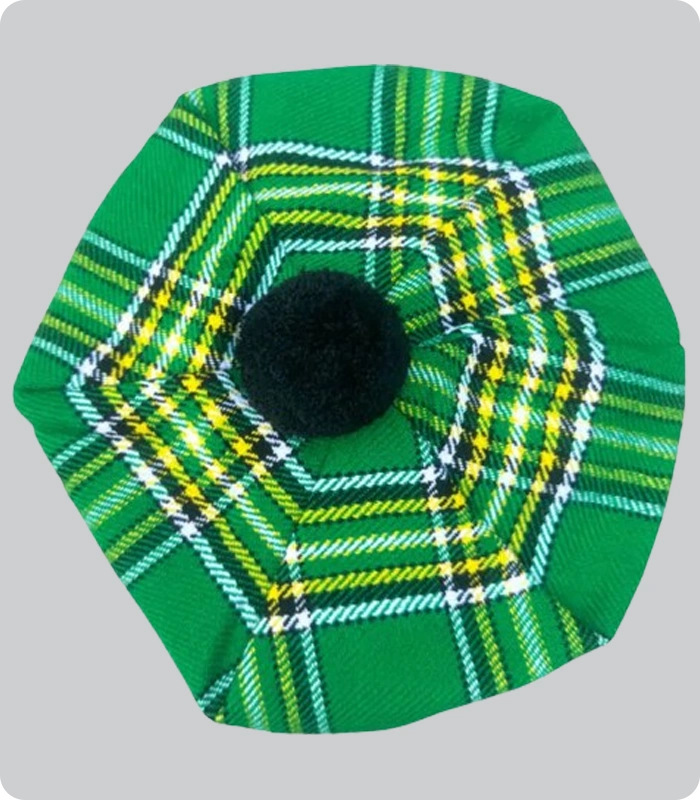 Custom Made Irish Green Tartan Tam o Shanter Hat