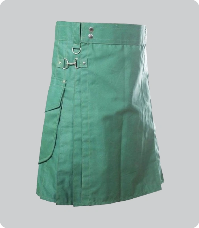 Custom Made Light Green Kilt Utility With Pockets Back