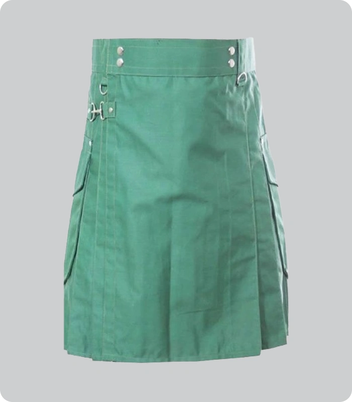 Custom Made Light Green Kilt Utility With Pockets