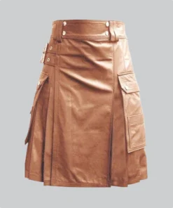 Custom Made Luxurious Brown Leather Kilt
