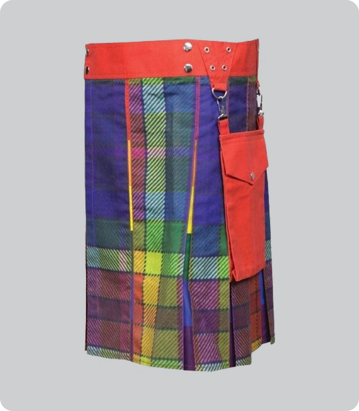 Custom Made Rainbow Utility Kilt With Pockets Back