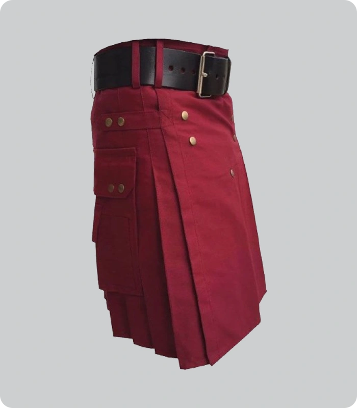 Custom Made Red Utility Kilt Left Side