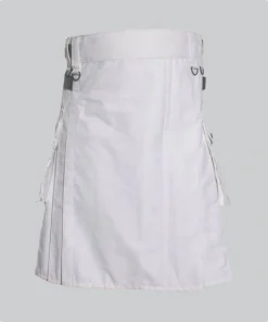 Custom Made White Utility Kilt With Pockets