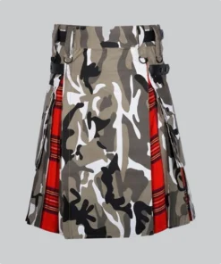 Hand Made Arban Camo Irish Tartan Scottish Utility Cargo Hybrid Kilt