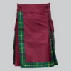 Hand Made Beautiful Burgundy Color Hybrid Kilt