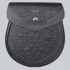 Hand Made Black Celtic Embossed Leather Sporran
