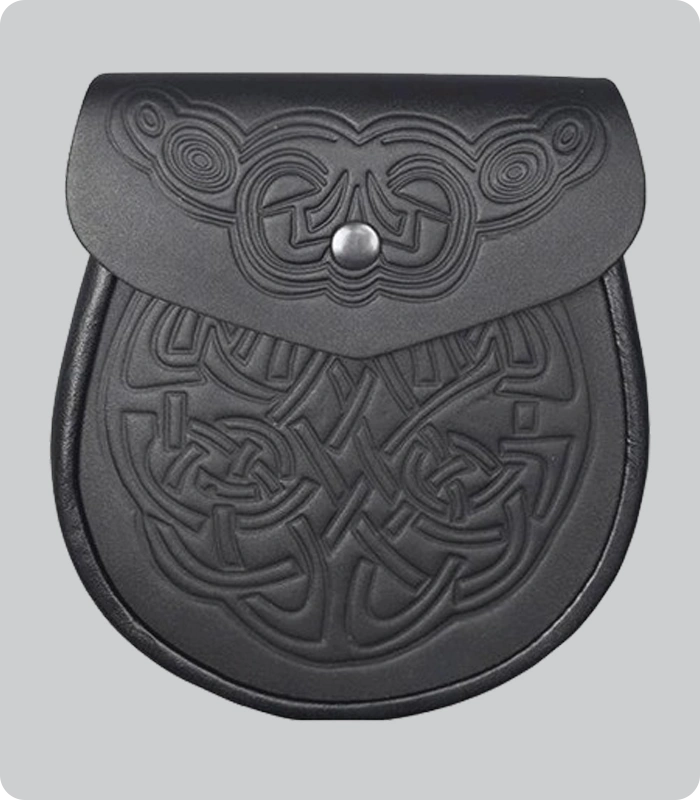Hand Made Black Celtic Embossed Leather Sporran