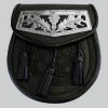 Hand Made Black Celtic Embossed Thistle Plate Leather Sporran