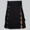 Hand Made Black Cotton Buchanan Tartan Hybrid Kilt