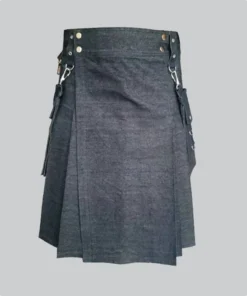 Hand Made Black Denim Kilt