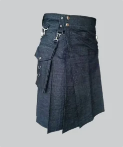 Hand Made Black Denim Kilt Back