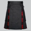 Hand Made Black Denim Wallace Tartan Scottish Hybrid Kilt