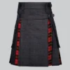 Hand Made Black Denim Wallace Tartan Scottish Hybrid Kilt