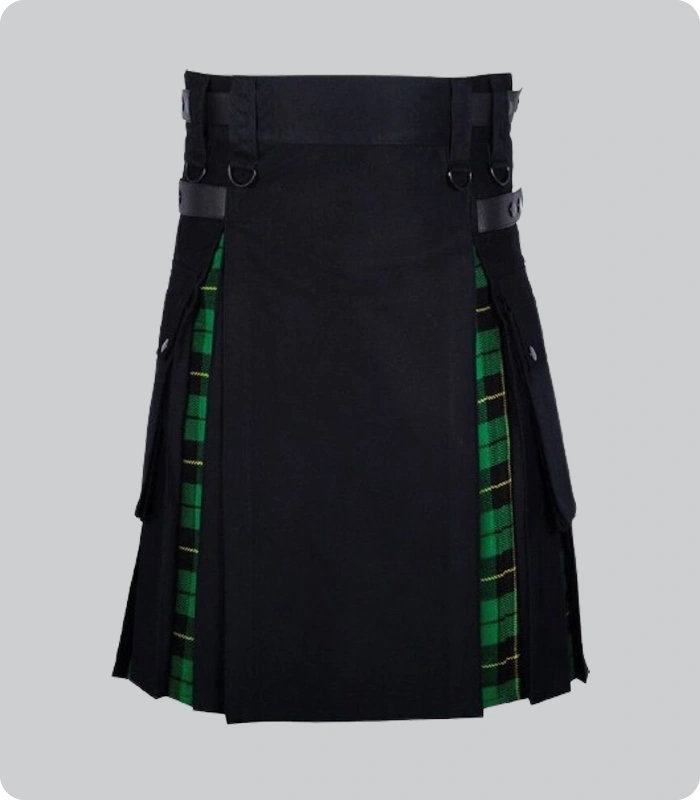Hand Made Black & Green Hybrid Kilt