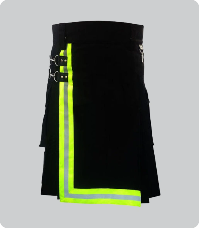 Hand Made Black & Green Utility Kilt Back