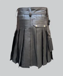 Hand Made Black Leather Fashion Kilt Back