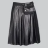 Hand Made Black Leather Full Pleated Kilt