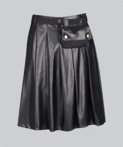 Hand Made Black Leather Full Pleated Kilt