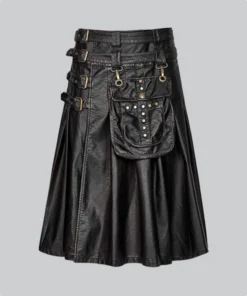 Hand Made Black Leather Gothic Kilt
