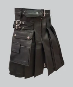 Hand Made Black Leather Kilt For Sale