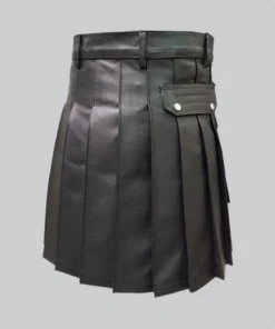 Hand Made Black Leather Kilt For Sale Back