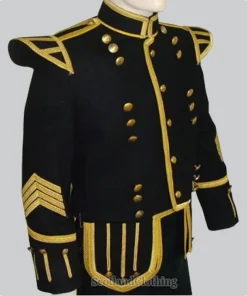 Hand Made Black Men Military Drummer Doublets