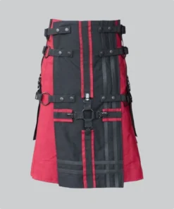 Hand Made Black & Red Hybrid Utility Kilt