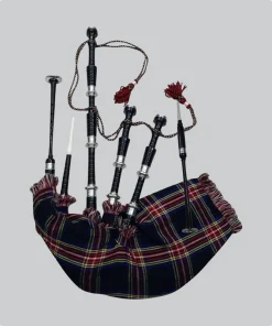 Hand Made Black Stewart Tartan Bagpipe