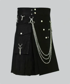Hand Made Black Utility Kilt side