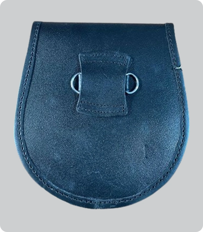 Hand Made Black With Navy Highlight Leather Sporran Back